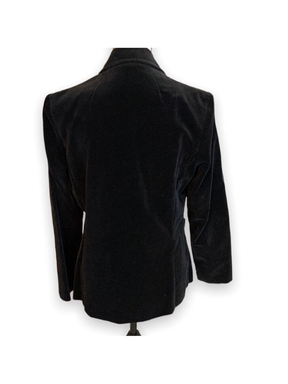 Vintage 80’s Tailored Blazer Velvet Black Size 9/10 - Picture 4 of 6